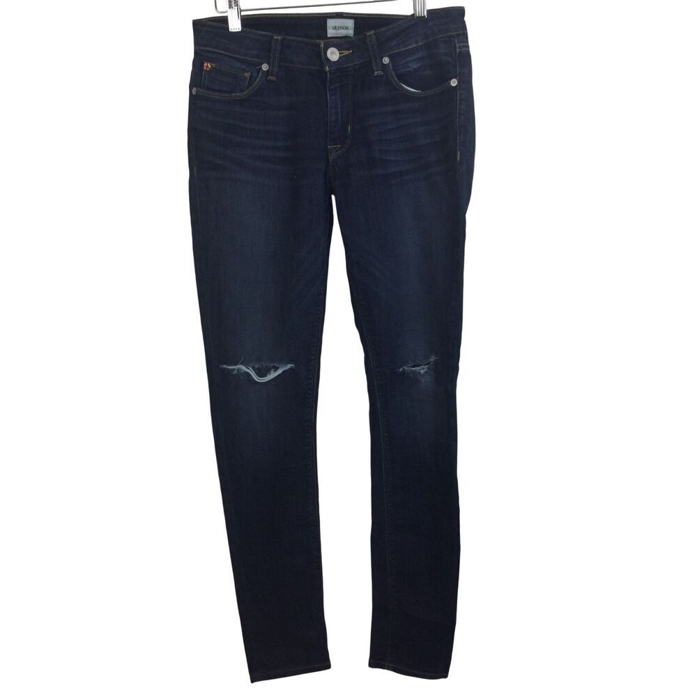 Hudson Womens Krista Super Skinny Distressed Rip Knees Denim Jeans Blue Size 27